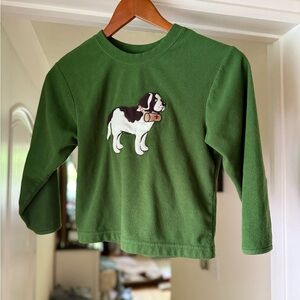 Lands' End Green Long Sleeve Kids Shirt with Dog Design